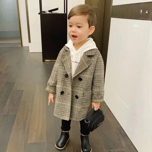 children clothing children woolen coat 2024 خريف ستايل ولد baby handsome coat small and medium children طويل korean version