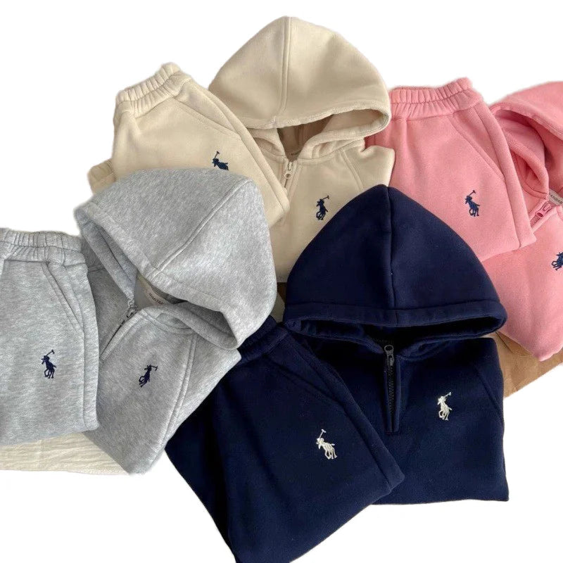 children sweatshirt and sweatpants بدلة thickened 2024 خريف and شتاء أولاد and بنات two-piece baby hooded بدلة