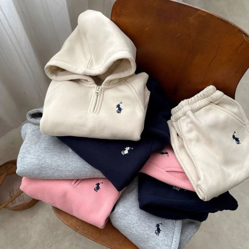 children sweatshirt and sweatpants بدلة thickened 2024 خريف and شتاء أولاد and بنات two-piece baby hooded بدلة