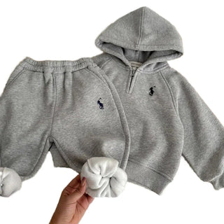 children sweatshirt and sweatpants بدلة thickened 2024 خريف and شتاء أولاد and بنات two-piece baby hooded بدلة