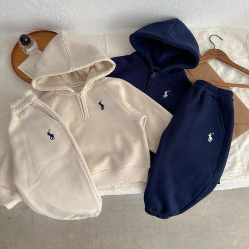 children sweatshirt and sweatpants بدلة thickened 2024 خريف and شتاء أولاد and بنات two-piece baby hooded بدلة