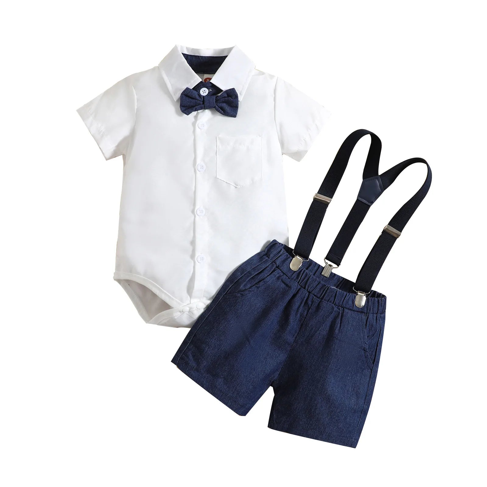 children's clothing gentleman bow single row ha yi with shoulder strap دينم shorts طقم