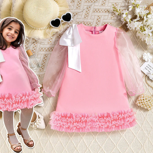 children's fashionable صيف فستان for بنات female baby أميرة ستايل sweet bow تل كم net red floral pattern ruffle