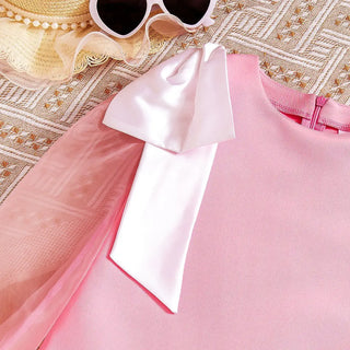children's fashionable صيف فستان for بنات female baby أميرة ستايل sweet bow تل كم net red floral pattern ruffle