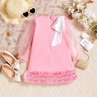 children's fashionable صيف فستان for بنات female baby أميرة ستايل sweet bow تل كم net red floral pattern ruffle