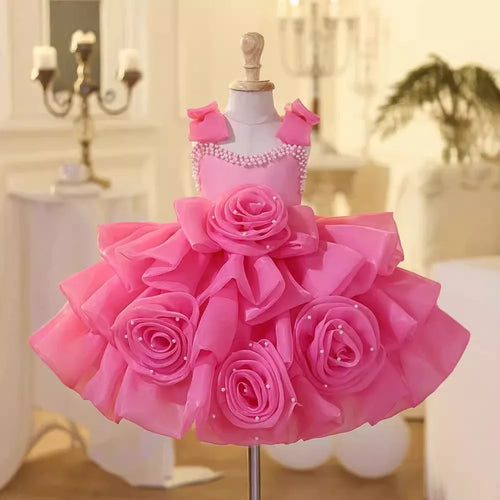 children's first year old فستان بنت أميرة فستان موضة 2025 جديد flower بنت wedding little بنت host piano performance costume