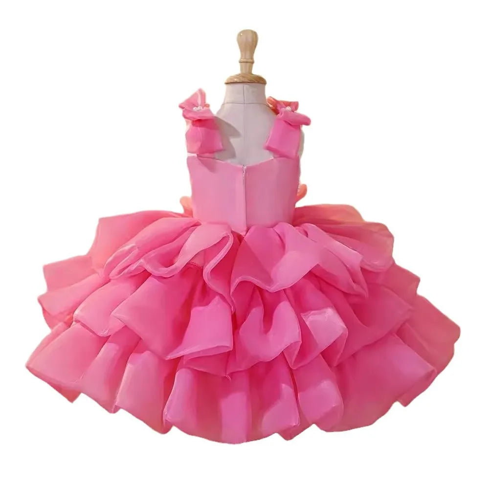 children's first year old فستان بنت أميرة فستان موضة 2025 جديد flower بنت wedding little بنت host piano performance costume