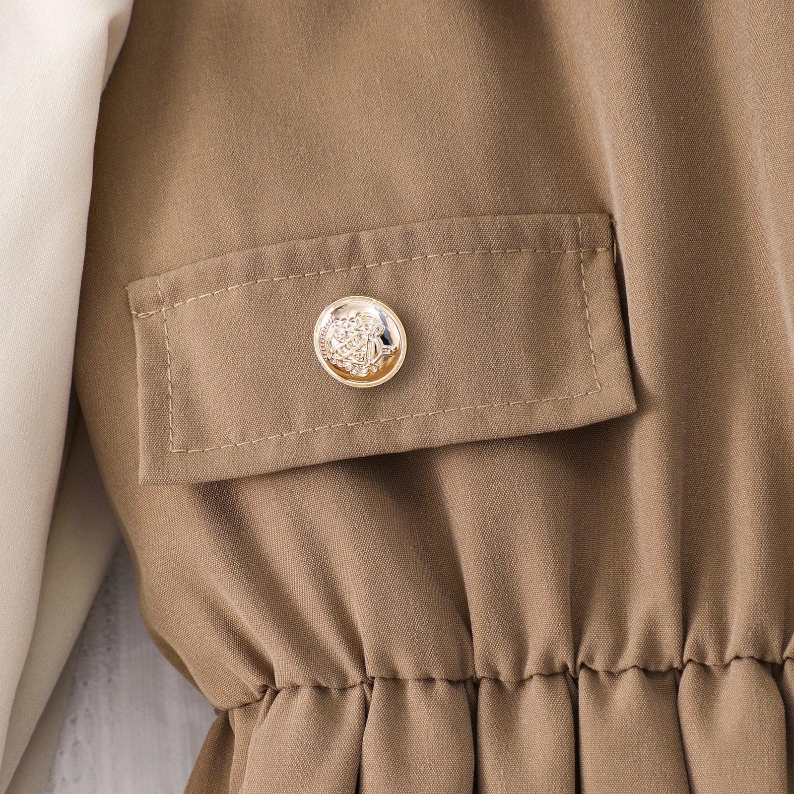 children's formal فستان for بنات small medium sizes صيف season أكمام طويلة بليسيه جيب with stitching lapel solid pattern