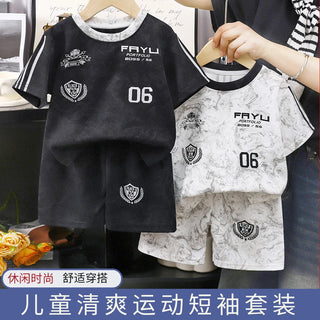children's أكمام قصيرةd sports بدلة صيف جديد item أولاد' كاجوال صيف outfit baby shorts طقم قطعتين