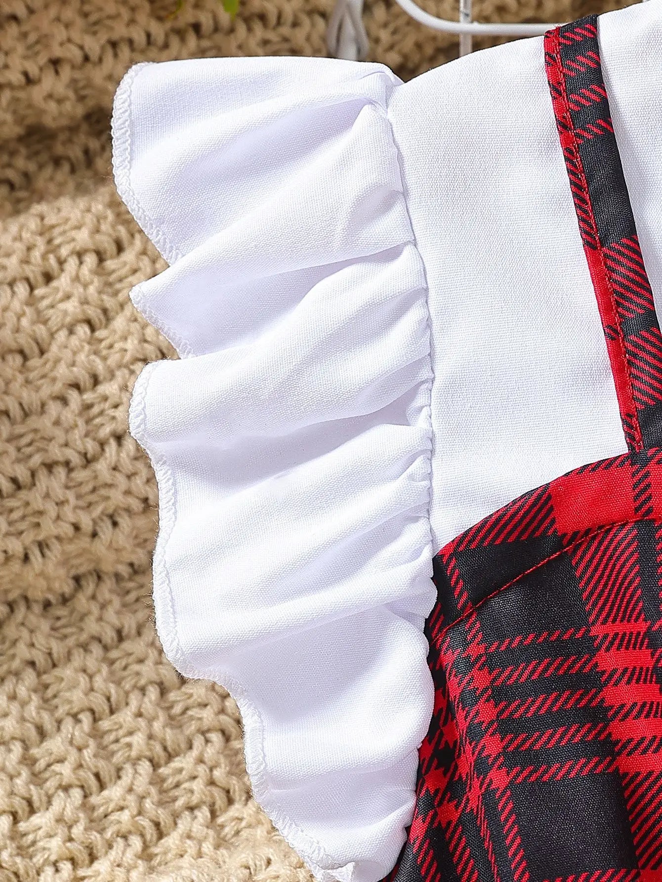 children's صيف round-neck plaid spliced فستان with little كم كشكش hot بنت's دينم odm decorated with button
