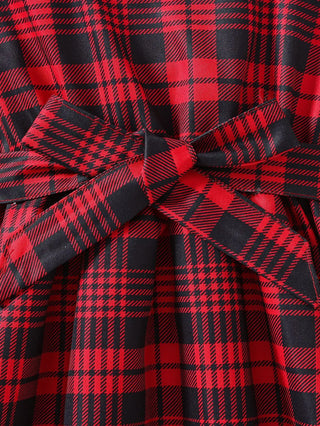 children's صيف round-neck plaid spliced فستان with little كم كشكش hot بنت's دينم odm decorated with button