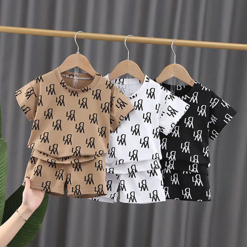 children's طقم قطعتين جديد korean version صيف ستايل أولاد foreign printing 100% cotton clothes for أولاد and بنات