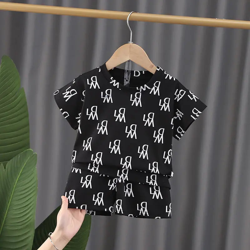 children's طقم قطعتين جديد korean version صيف ستايل أولاد foreign printing 100% cotton clothes for أولاد and بنات