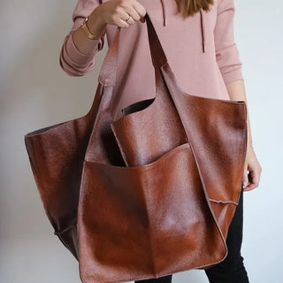 شنطة جلد فاخرة للنساء - Classic Retro Women's Bags Simple Casual