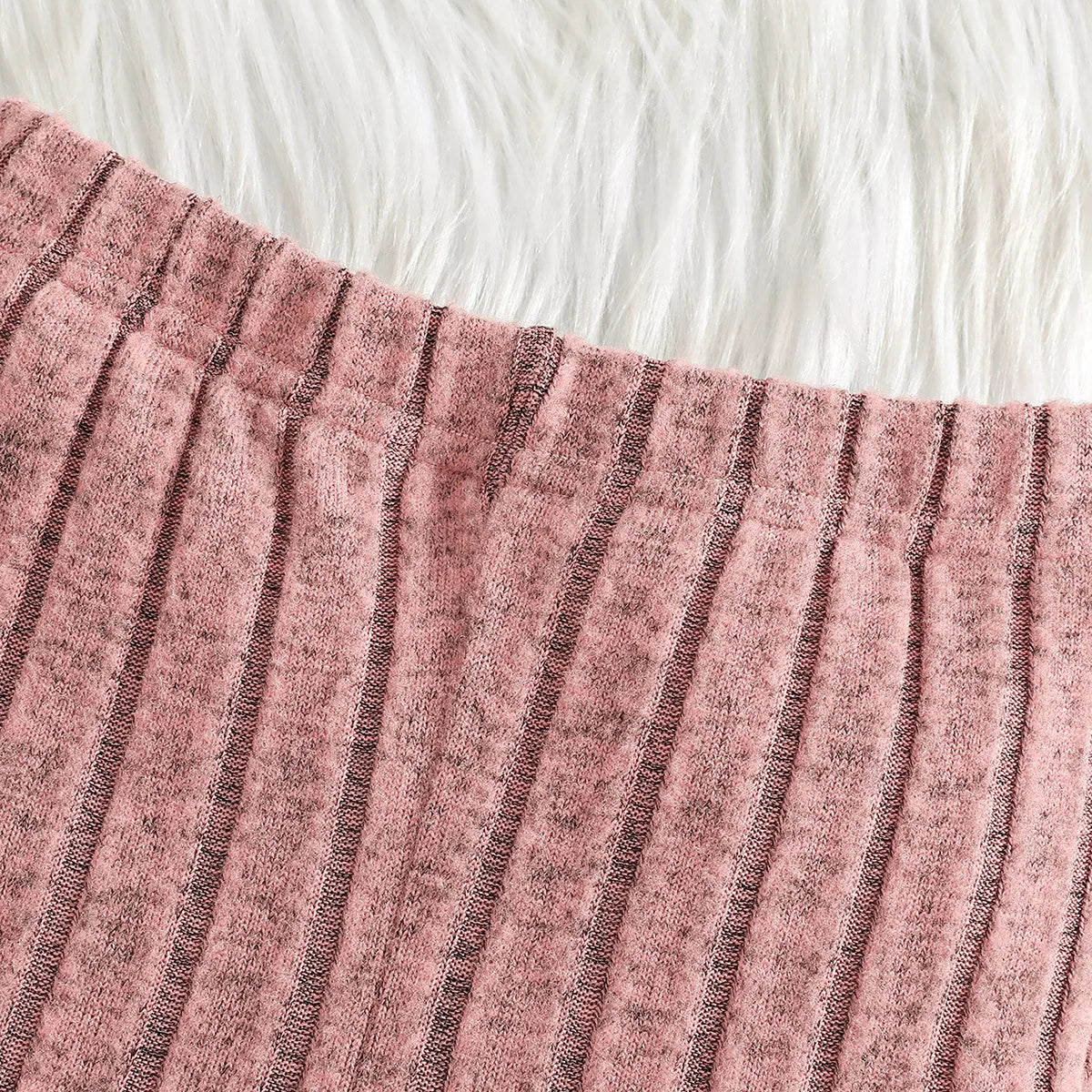 cross-border exclusive بنات كاجوال ربيع خريف بدلة pink bow striped jacket woolen knitted pants sweet lovely solid pattern