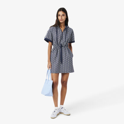 فستان هودي بطبعة مونوغرام من الجاكار Lacoste