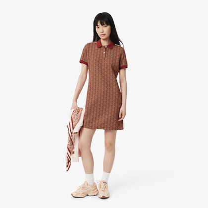 فستان بولو جاكار بقصة ضيقة Lacoste