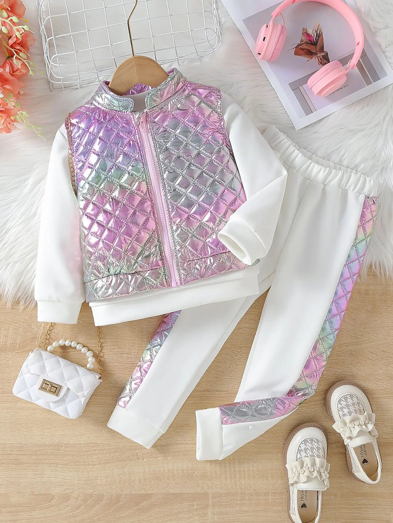 european american cross-border كاجوال three piece طقم diamond line waistcoat cloth embroidered round-neck sweater خريف شتاء