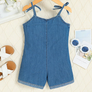 european american صيف جديد بنات كاجوال children's condole دينم conjoined shorts cotton fabric korean embroidery ruffles