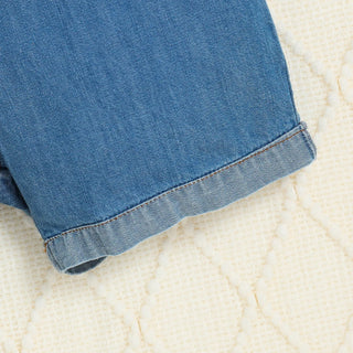 european american صيف جديد بنات كاجوال children's condole دينم conjoined shorts cotton fabric korean embroidery ruffles