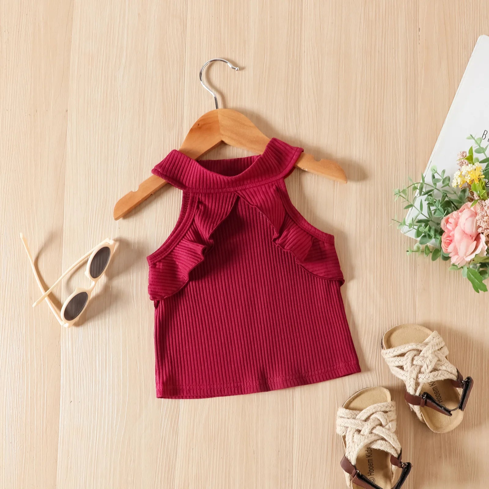 european and american ستايل صيف بدون أكمام توب and glossy leather جيب طقم for children cute plaid pattern solid color