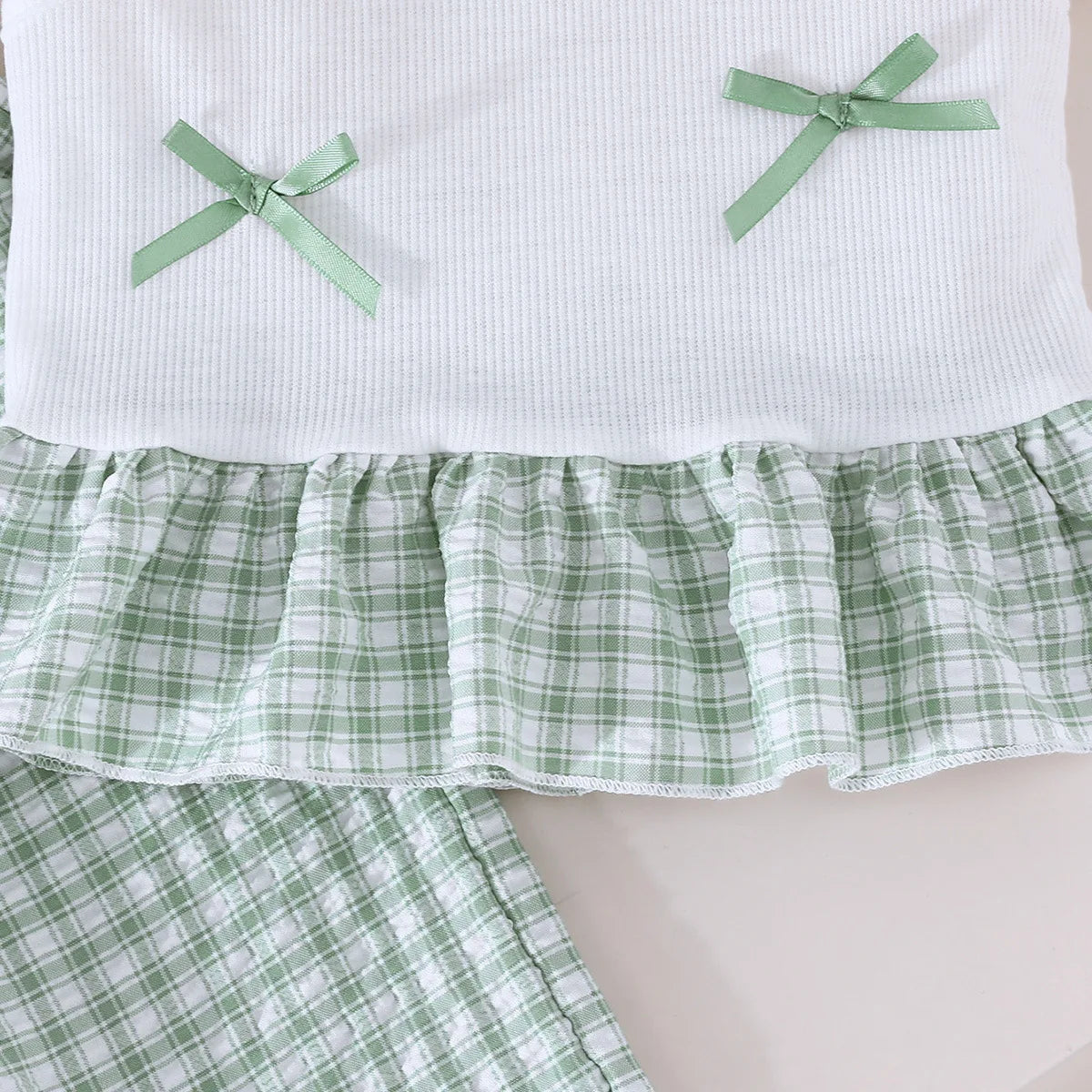exquisite bow decoration صيف cute بنت's طقم بدون أكمام توب & lace pants
