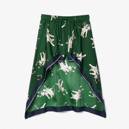 شورت قصير بطبعات حريرية خفيف الوزن وقصة واسعة Lacoste