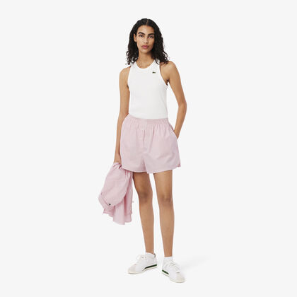 شورت بوبلين مخطط وخفيف الوزن بقصّة واسعة Lacoste