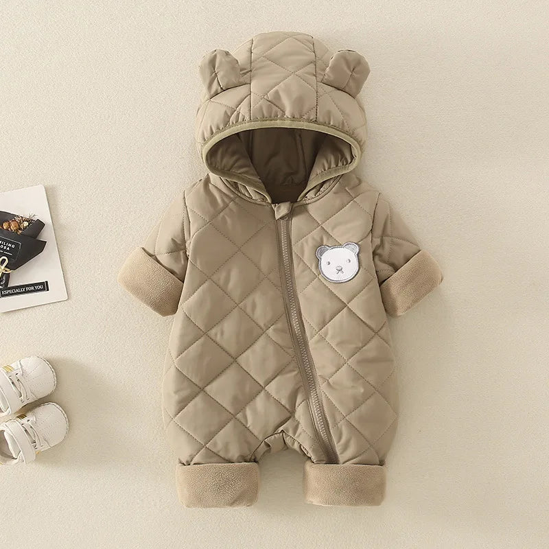 fall شتاء newborn baby cotton جمبسوت warm cotton-padded clothes with bear pattern for climbing