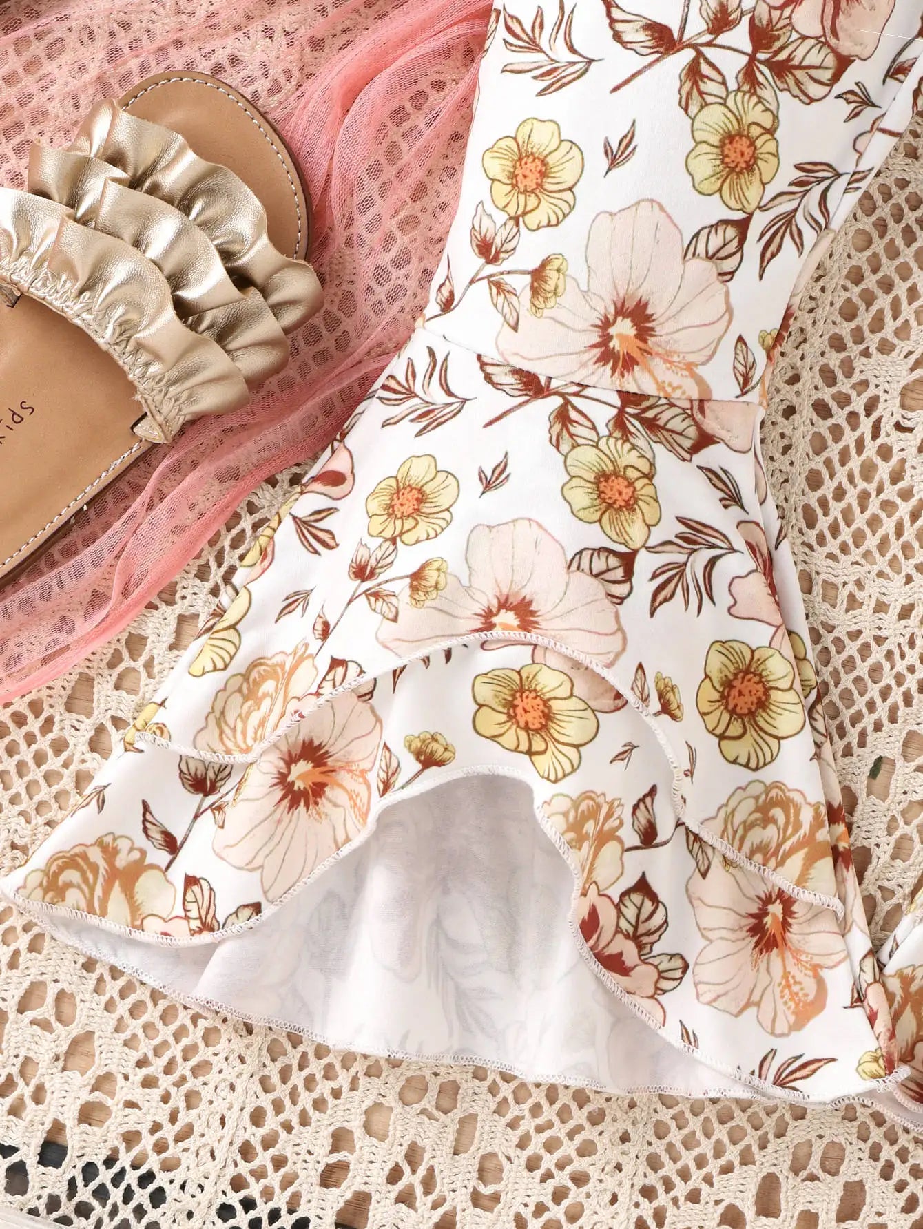 fashion كاجوال بنات بدلة with bow strap jacket printed horn pants breathable clothes for children