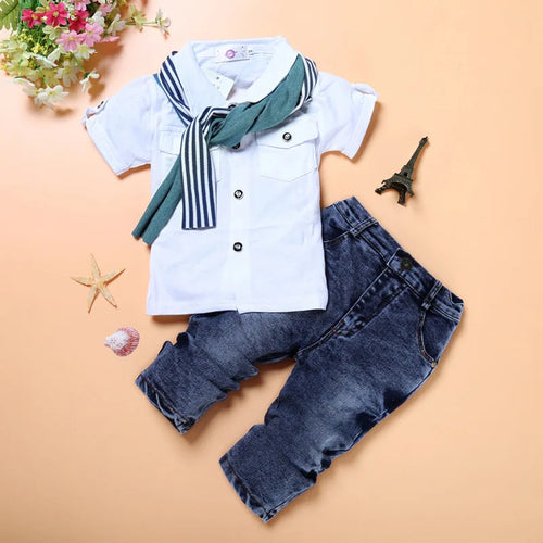 fashion children's clothing طقم صيف جديد أولاد' baby أكمام قصيرة t-shirt shorts two piece children's leisure sports طقم