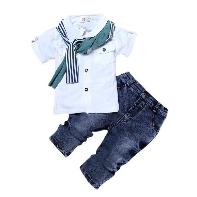 fashion children's clothing طقم صيف جديد أولاد' baby أكمام قصيرة t-shirt shorts two piece children's leisure sports طقم