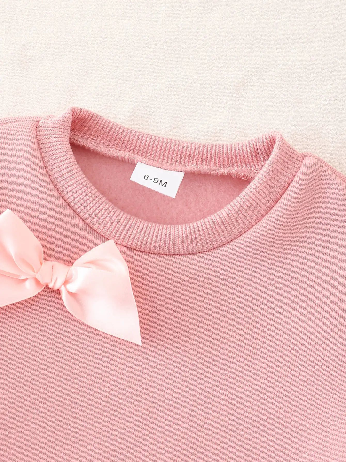 بنت's pink bow two-piece بدلة with أكمام طويلةs cute كاجوال ستايل for baby solid pattern home clothing for ربيع وخريف
