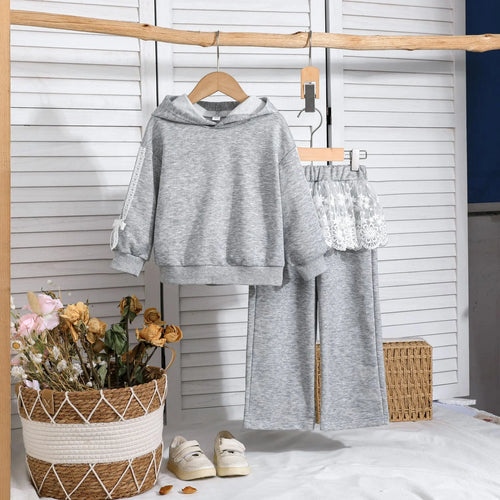 بنت's stylish heart بدلة wide leg pants hoodie for ربيع وخريف