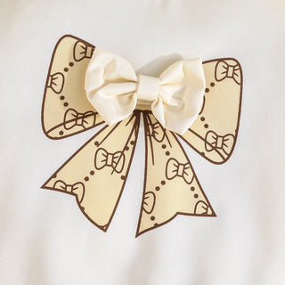 بنات boutique three-dimensional bow أكمام طويلة توب and bow printed fashion pants ربيع وخريف toddler suits for صيف
