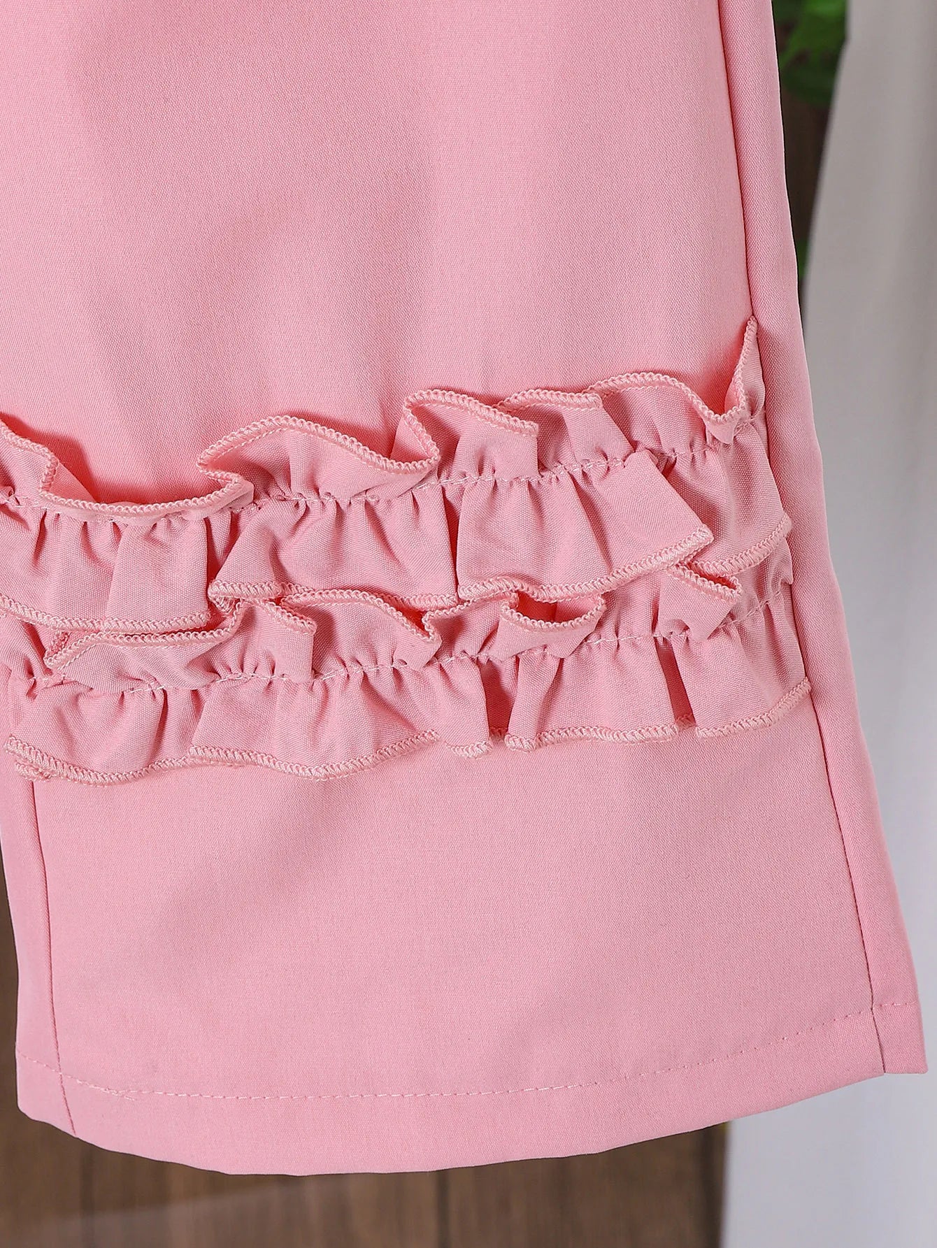 بنات كاجوال comfortable pink أكمام قصيرة توب and wide legs pants طقم صيف جديد children's clothing