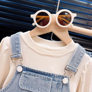 بنات كاجوال cowboy بدلة ربيع خريف korean version جديد children's fashionable three-piece طقم solid foreign trade for baby