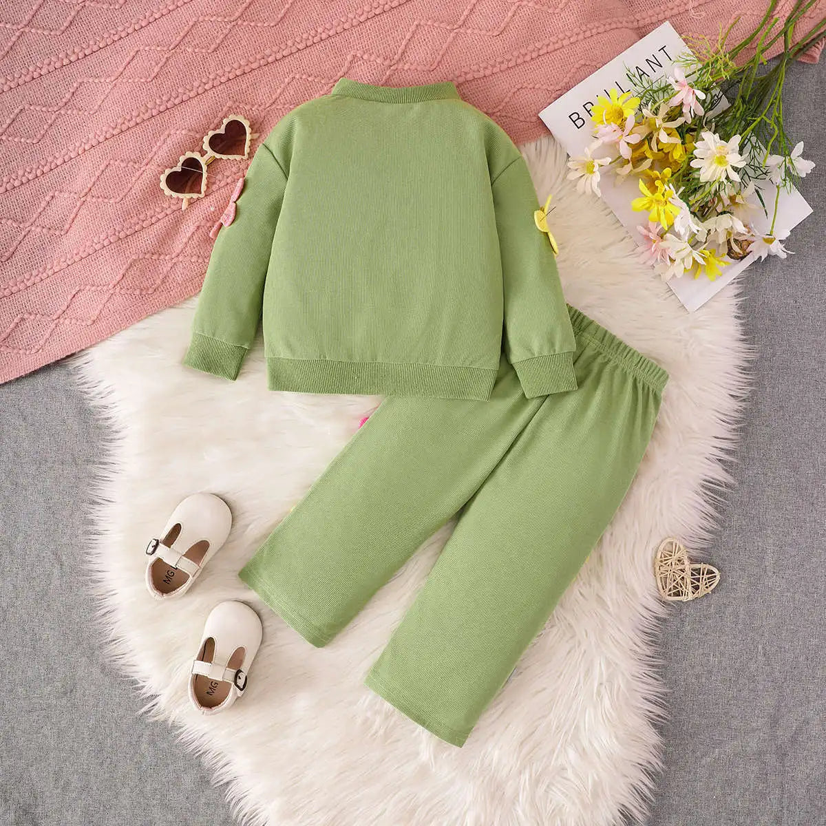 بنات' كاجوال ربيع فستان بدلة little بنت's أكمام طويلة طقم قطعتين solid pattern foreign-ستايل for خريف for أطفال