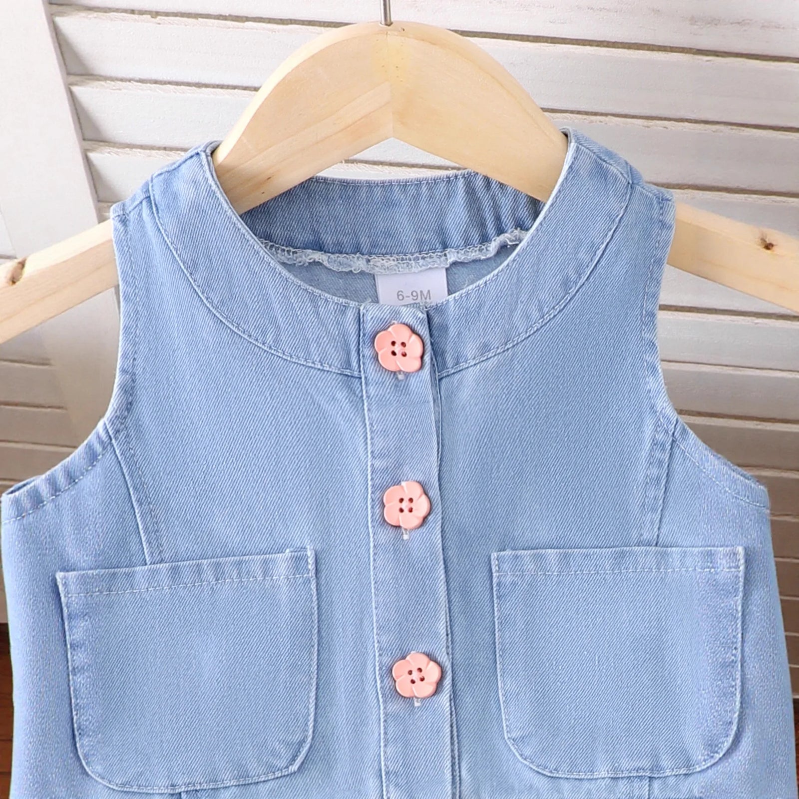 بنات كاجوال صيف clothing طقم season's جديد بدون أكمام توب with elastic بليسيه جيب children's دينم بدلة