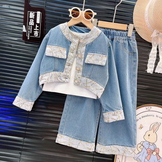 بنات كاجوال two-piece small fragrant wind cowboy بدلة جديد korean version net red ربيع خريف version for street-fried بنات