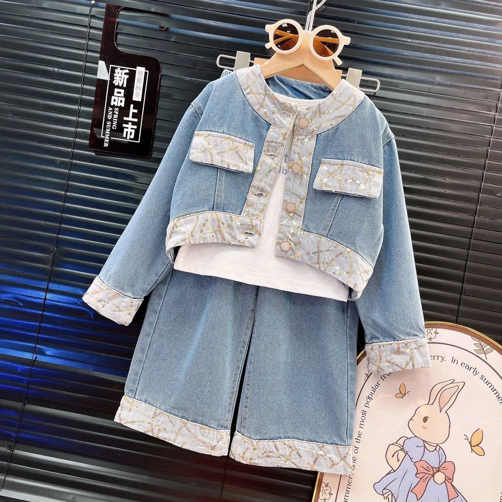 بنات كاجوال two-piece small fragrant wind cowboy بدلة جديد korean version net red ربيع خريف version for street-fried بنات