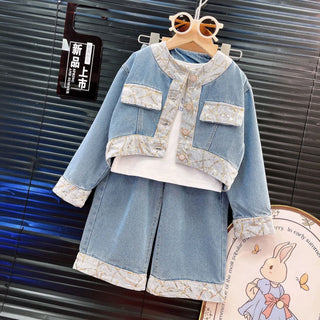بنات كاجوال two-piece small fragrant wind cowboy بدلة جديد korean version net red ربيع خريف version for street-fried بنات