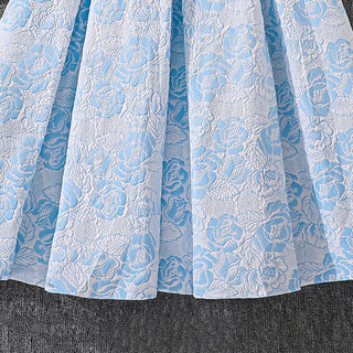 بنات' فستان موضة 2025 صيف جديد print تل splicing off shoulder أكمام قصيرةd أميرة فستان