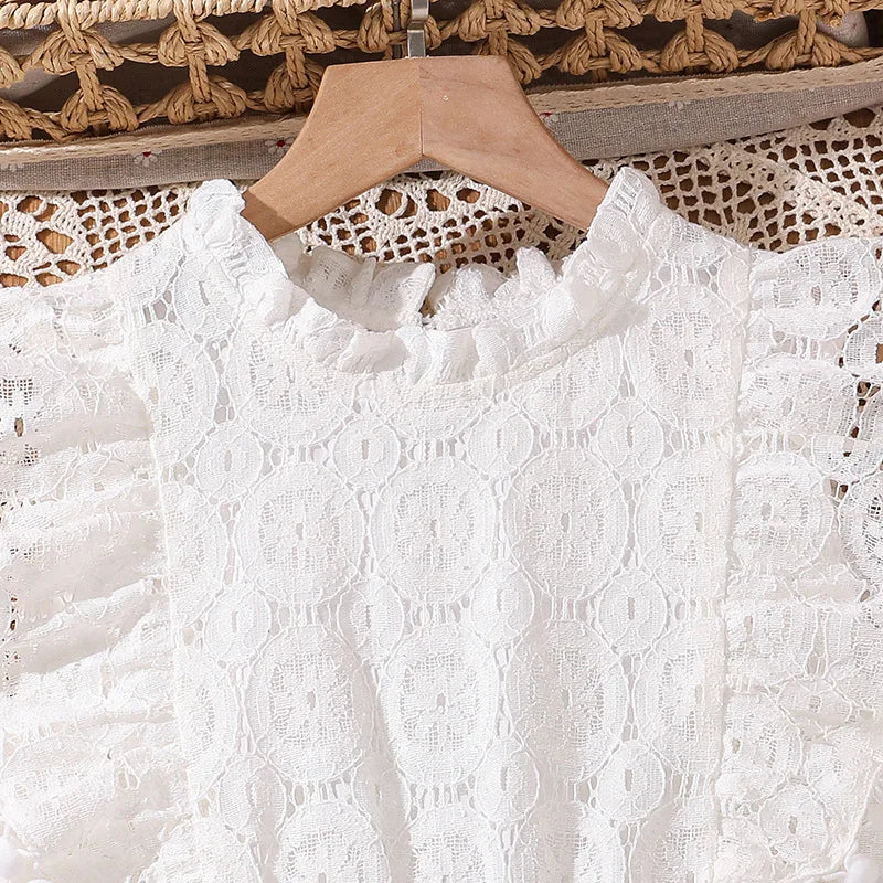 بنات' فستان موضة 2025 صيف جديد ستايل mid-large children's cute lace lace أميرة فستان