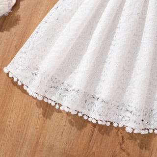 بنات' فستان موضة 2025 صيف جديد ستايل mid-large children's cute lace lace أميرة فستان