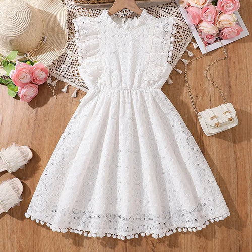 بنات' فستان موضة 2025 صيف جديد ستايل mid-large children's cute lace lace أميرة فستان