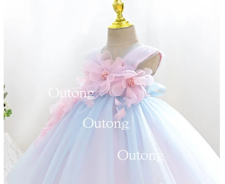 بنات' فستان، children's clothing، صيف جديد korean version، baby one year old أميرة فستان، فيست، rainbow children's فستان