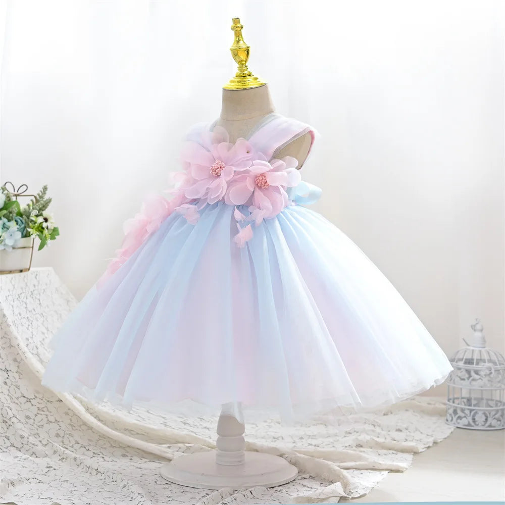 بنات' فستان، children's clothing، صيف جديد korean version، baby one year old أميرة فستان، فيست، rainbow children's فستان