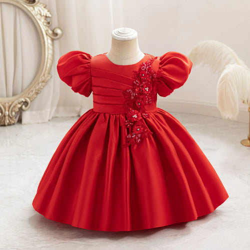 بنات' floral أميرة فستان for birthdays صيف جديد children's knitted fabric flower بنت فستان