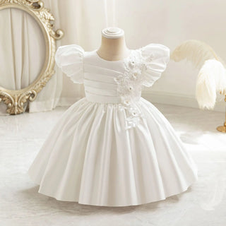 بنات' floral أميرة فستان for birthdays صيف جديد children's knitted fabric flower بنت فستان